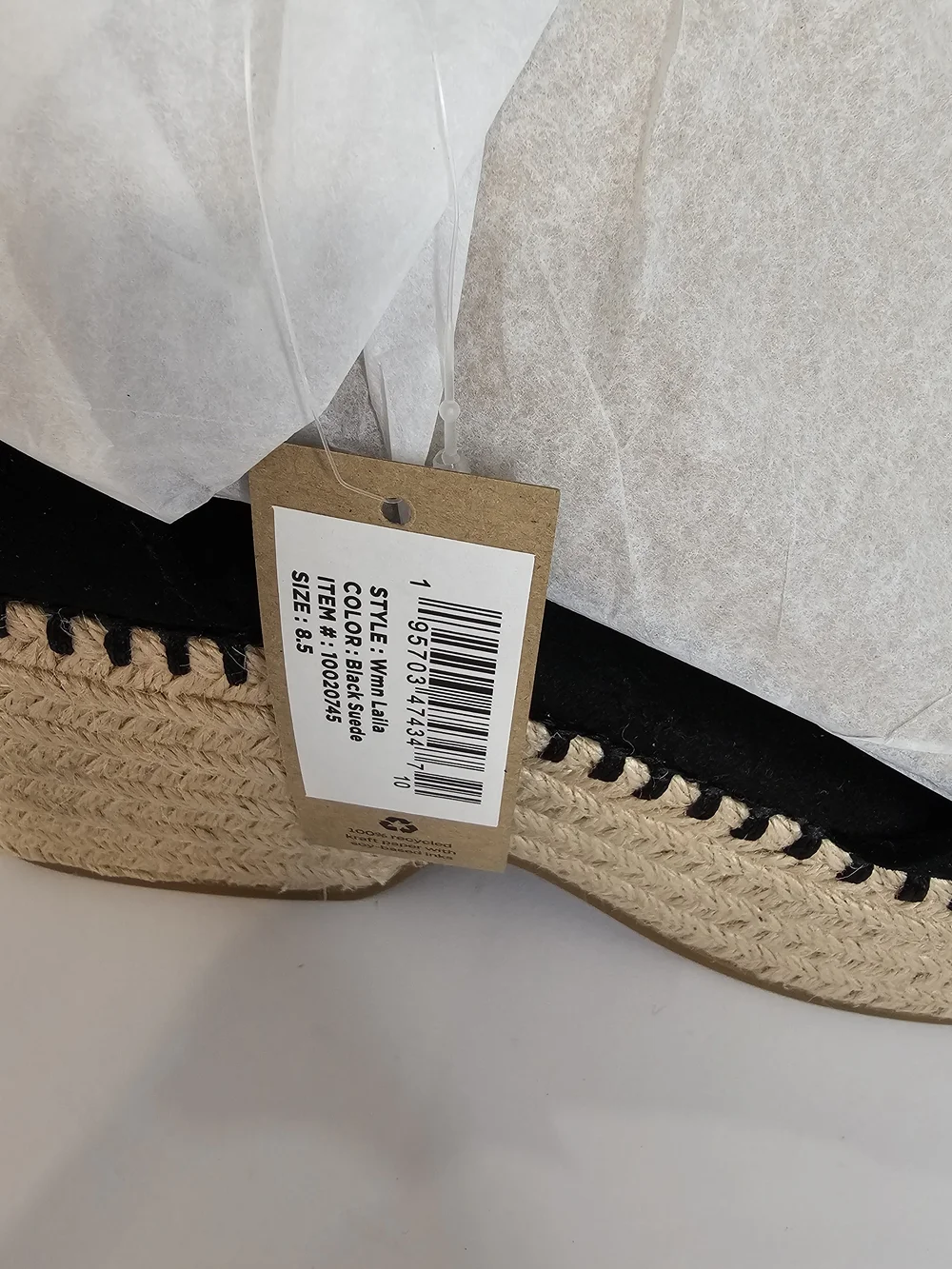 NWT TOMS Laila Black Suede Platform Espadrille Sandals Ankle Strap Women's 8.5